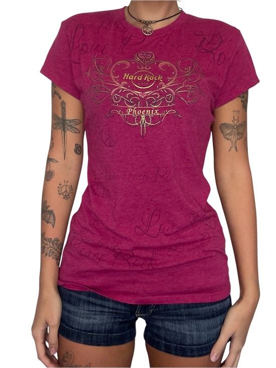 Hard Rock Cafe Tops - Y2K Hard Rock Couture Phoenix Women's Pink Graphic Tee
